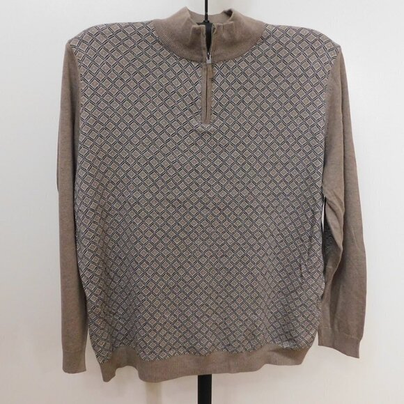 Tasso Elba /2 Zip Diamond Knit Patch Sweater XL - Picture 1 of 2